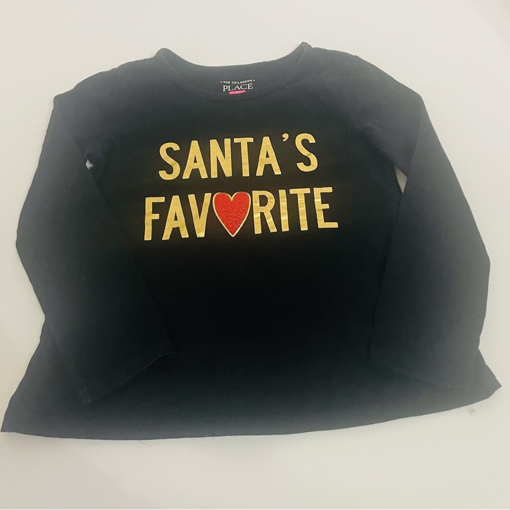 The Children's Place Black and Gold 'Santa's Favorite' Long Sleeve Tee